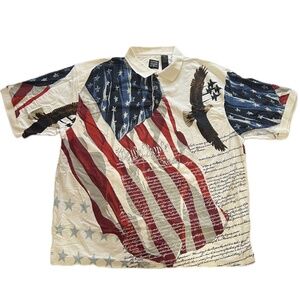 Cotton Traders Men's Polo Size XXL American Flag Declaration of Independence